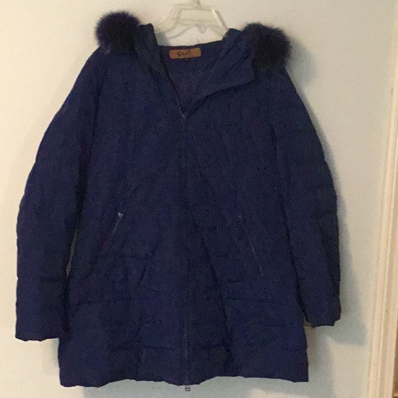 Sachi Collection XL real fur hooded down parka blue - Picture 6 of 9